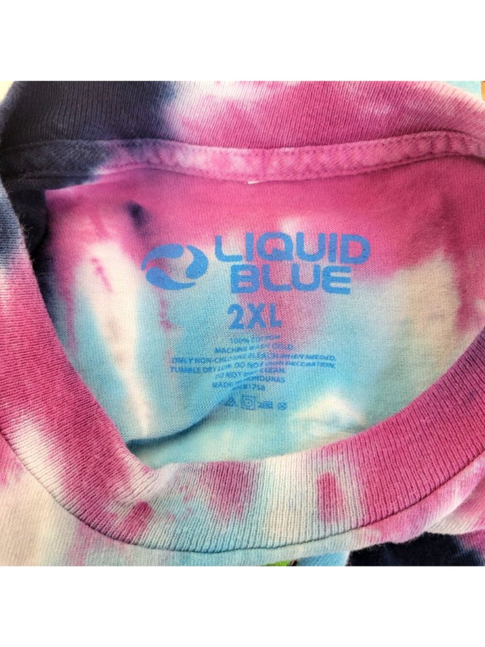 Grateful Dead Liquid Blue Tie-Dye Long Sleeve Shirt Skeleton & Roses Graphic 2XL - Picture 5 of 5